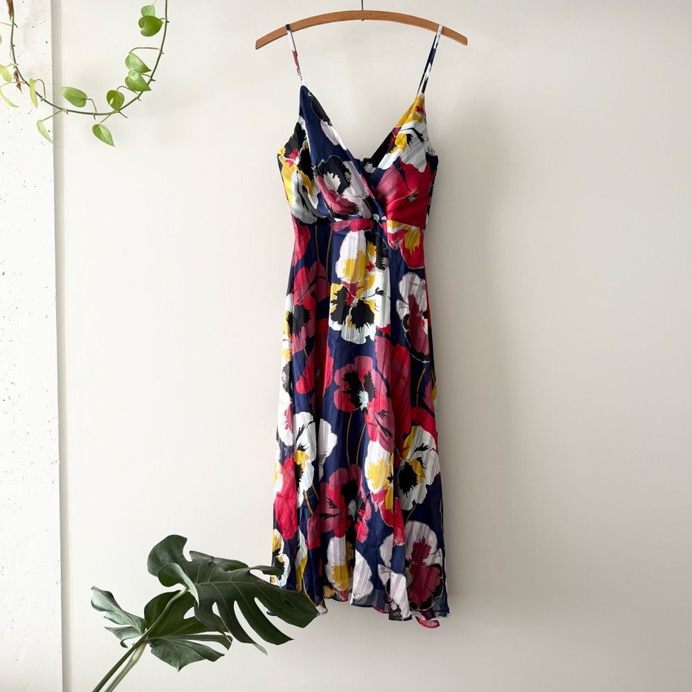 Lulus All About Love Royal Blue Floral Print Midi Dress‎ XS